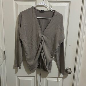 Zara Gray Ruched Sweater